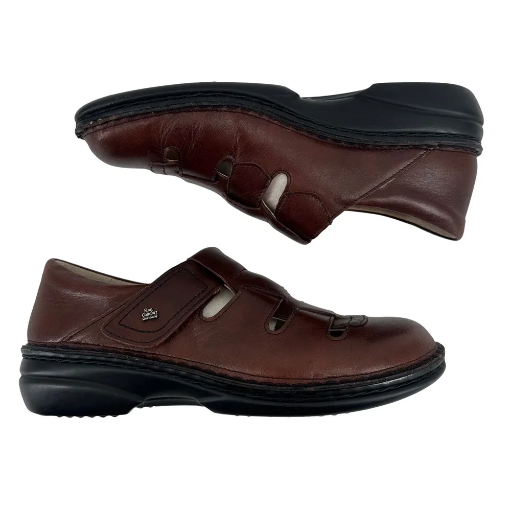 Finn Comfort Fisherman Sandals Mens 39 Brown Leather‎ German Gorpcore Granola